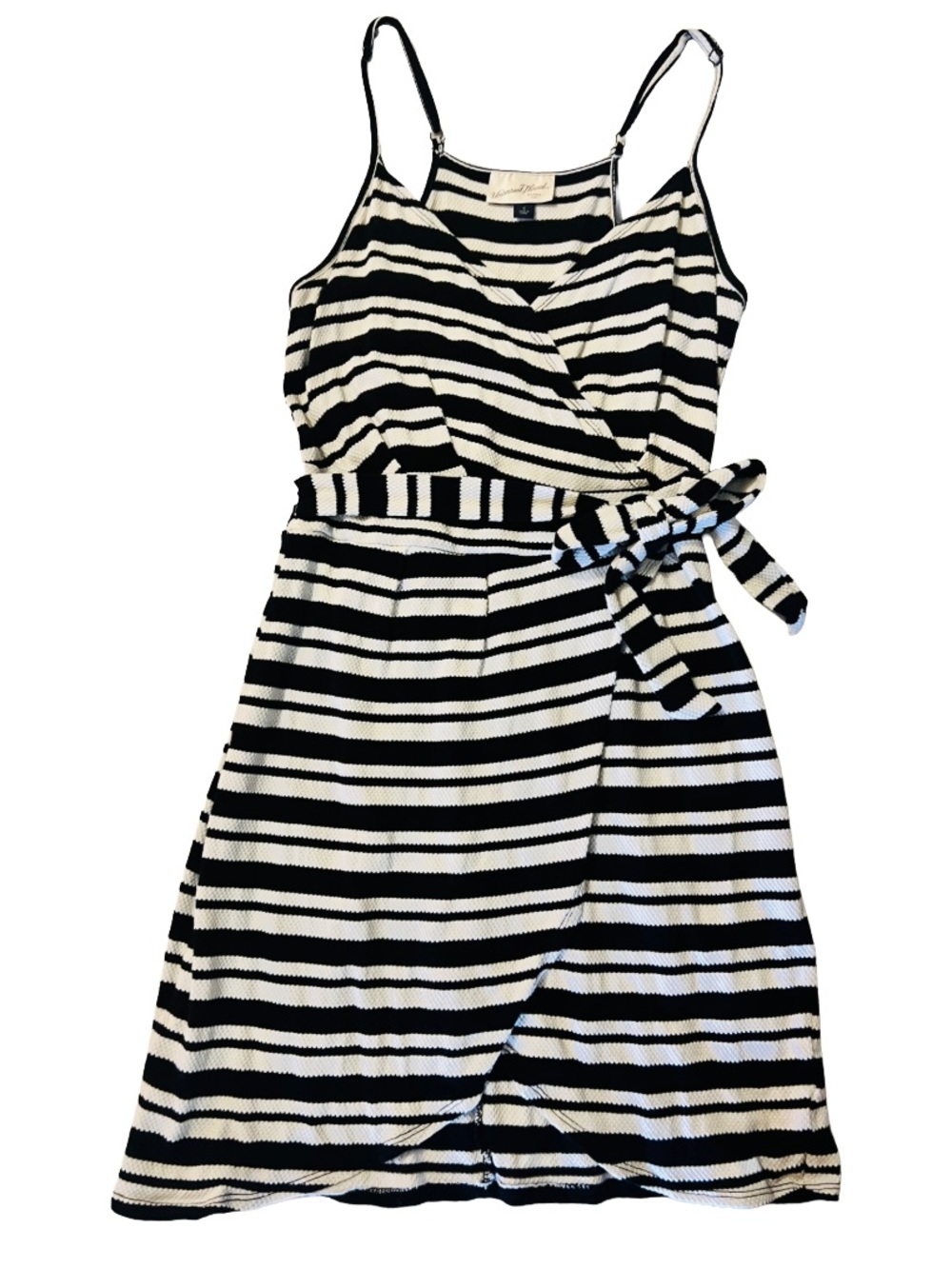 Universal Thread Black and White Striped Summer Wrap Dress Small
